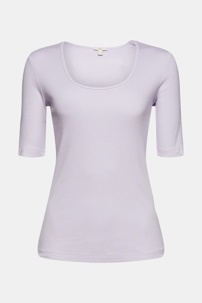 Finely ribbed T-shirt, organic cotton blend, LILAC, detail image number 2