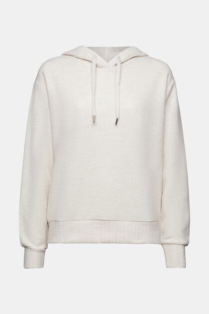 Brushed Ribbed Knit Hoodie