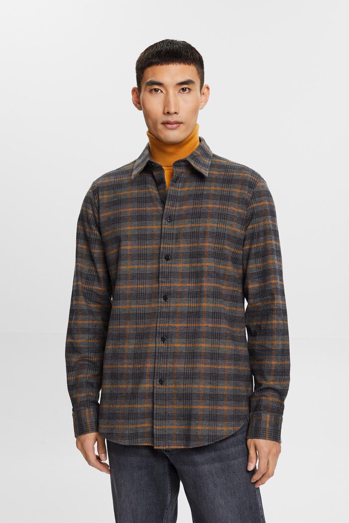 Flanell shirt with checks, ANTHRACITE, detail image number 0