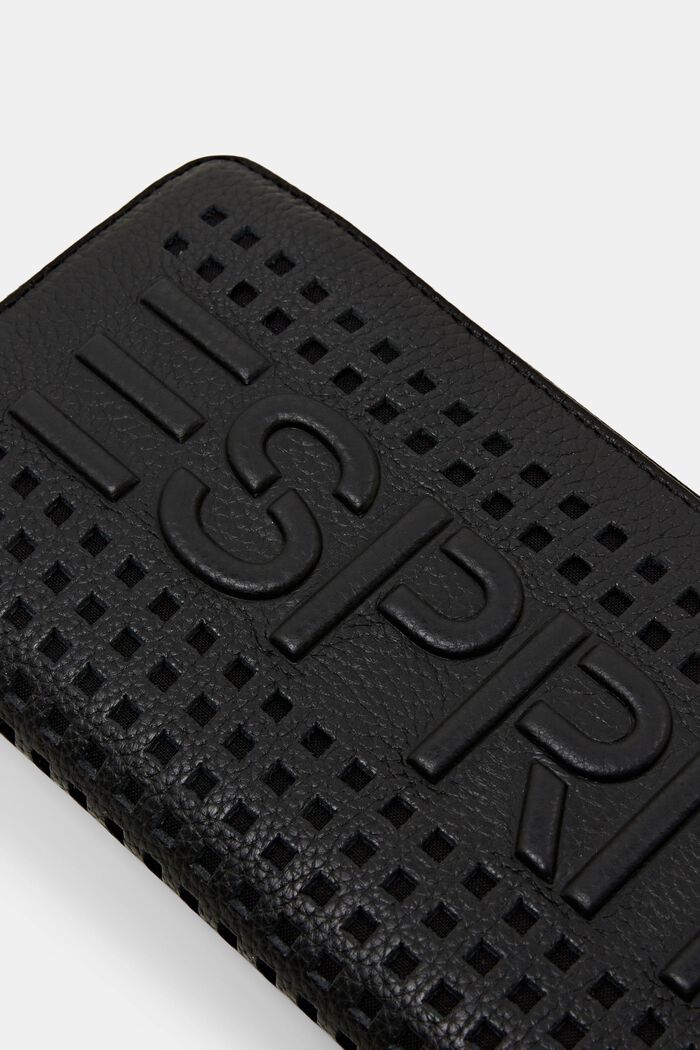 Logo Leather Zip Around Wallet, BLACK, detail image number 1