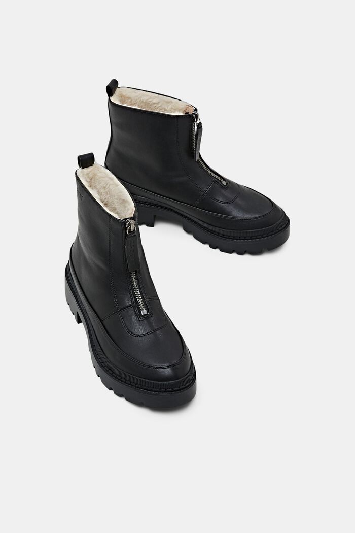 Faux Leather Zip-Up Boots, BLACK, detail image number 5