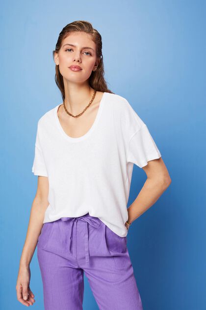Cotton-linen blended t-shirt