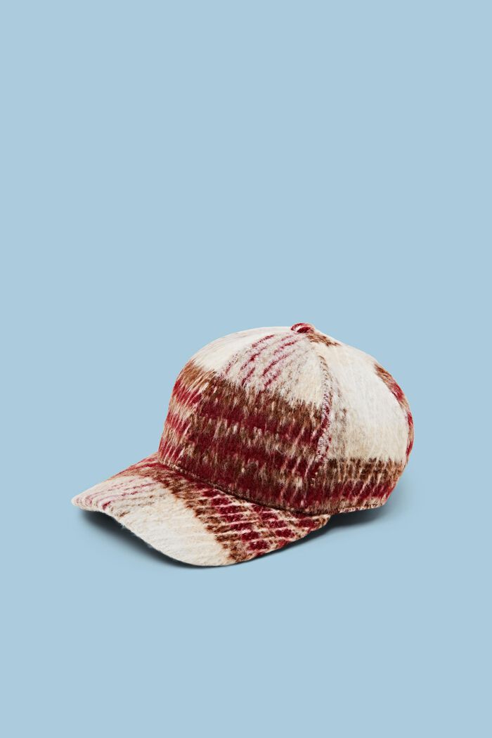 Brushed Checked Baseball Cap, BORDEAUX RED, detail image number 0