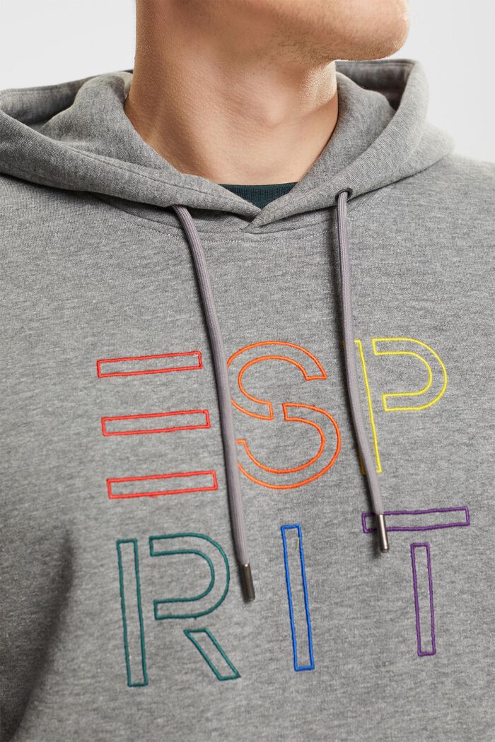 Hoodie with embroidered logo, MEDIUM GREY, detail image number 2
