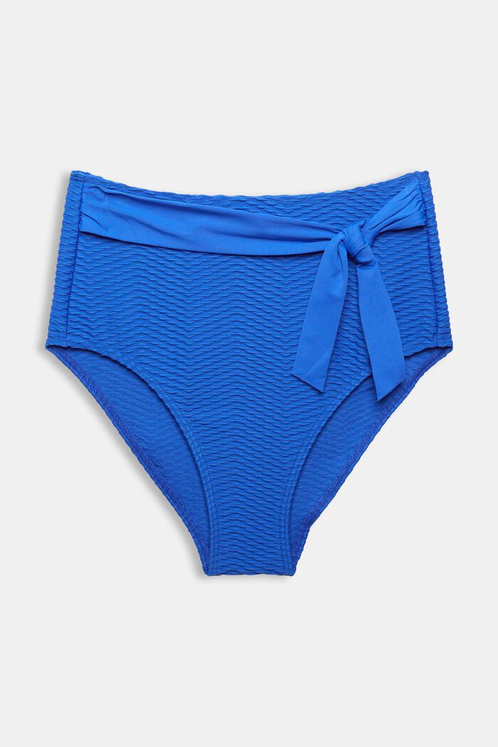 High-waisted bikini bottoms with textured stripes , BRIGHT BLUE, detail image number 4