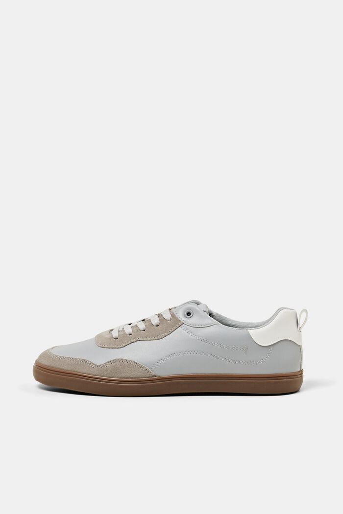Faux Leather Sneakers, LIGHT GREY, detail image number 0