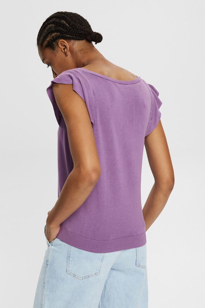 Knitted top with a square neckline, PURPLE, detail image number 3