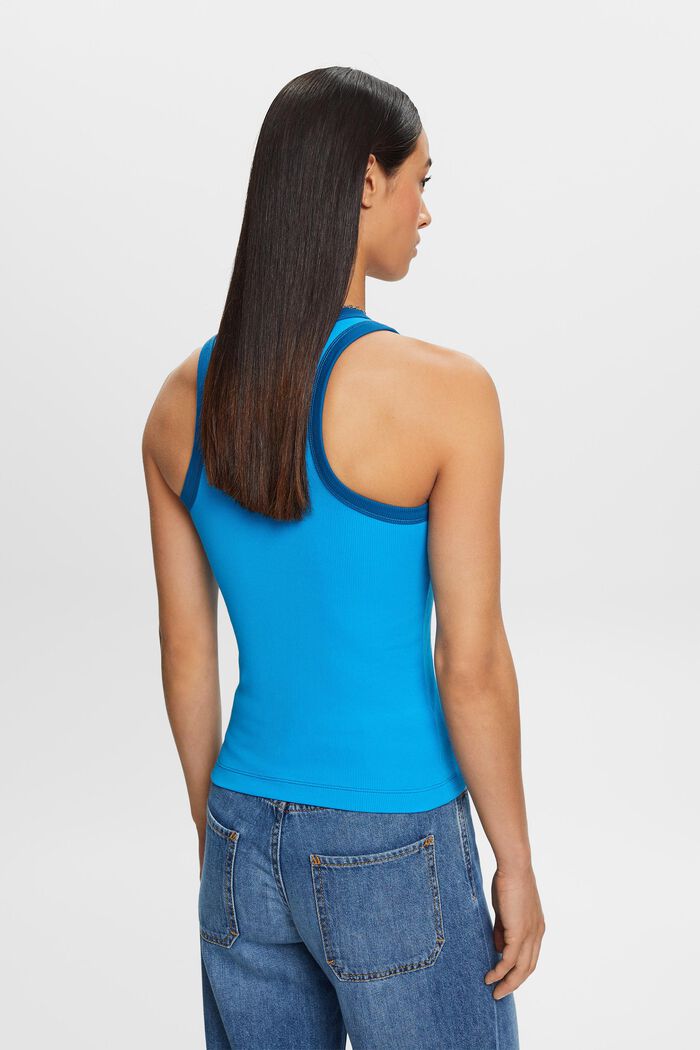 Ribbed jersey tank top, stretch cotton, BLUE, detail image number 3