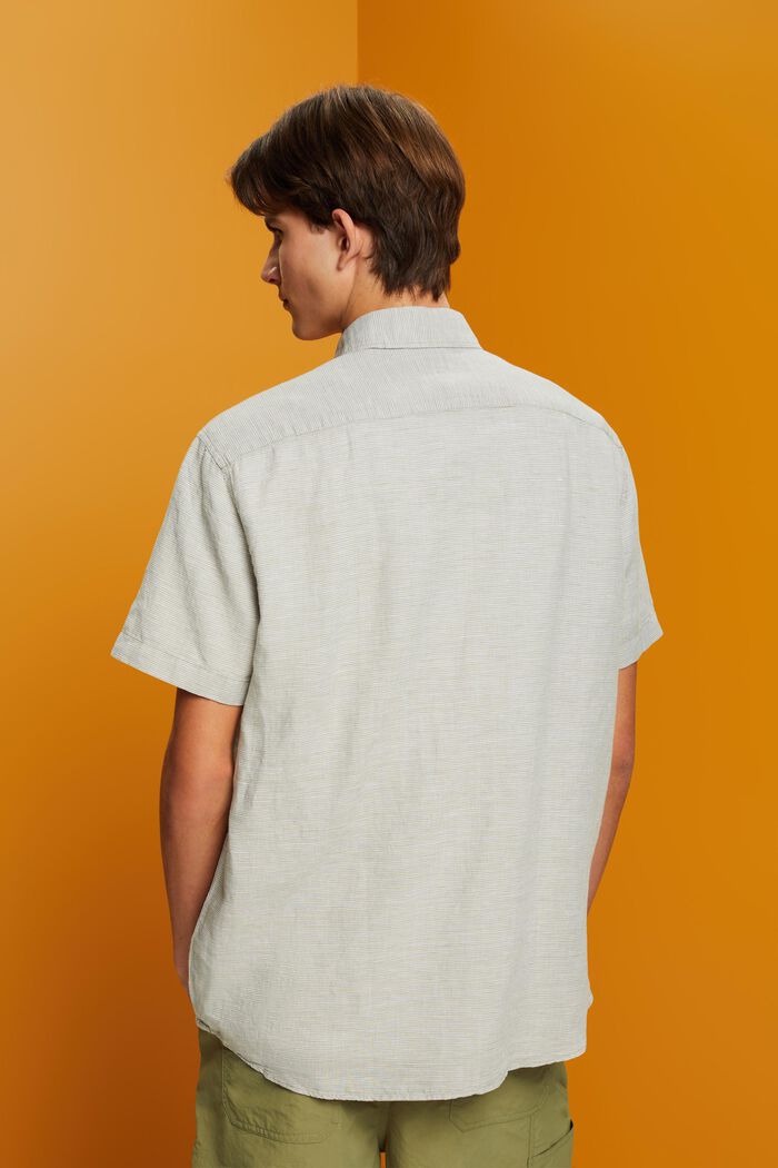 Blended linen dogstooth short-sleeved shirt, LIGHT KHAKI, detail image number 3