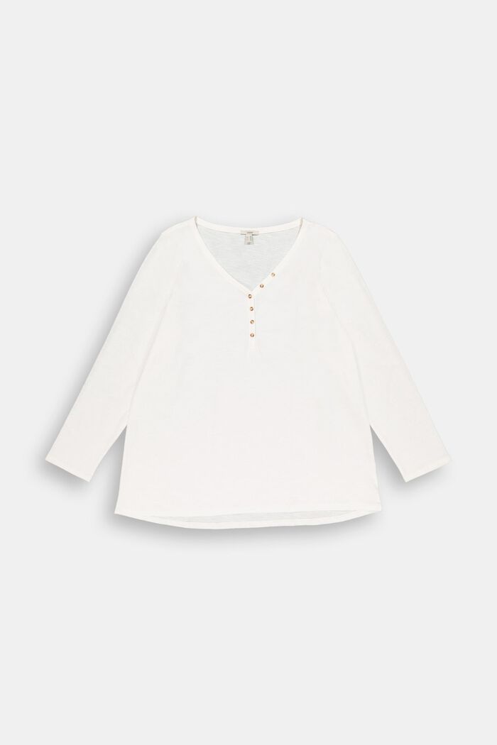 CURVY long sleeve Henley top made of 100% organic cotton, OFF WHITE, overview