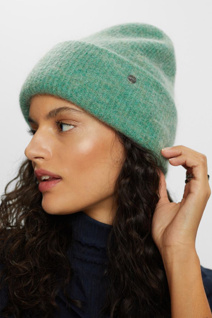 Wool-Blend Ribbed-Knit Beanie, GREEN, detail image number 2