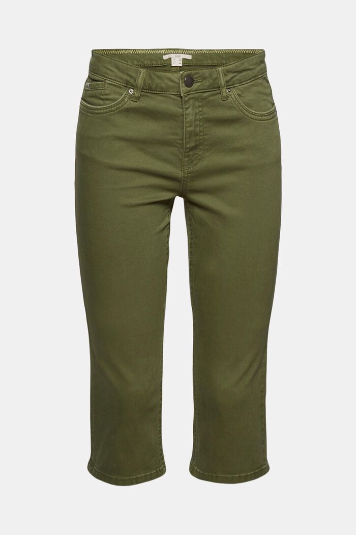 Organic cotton capri trousers, KHAKI GREEN, detail image number 0