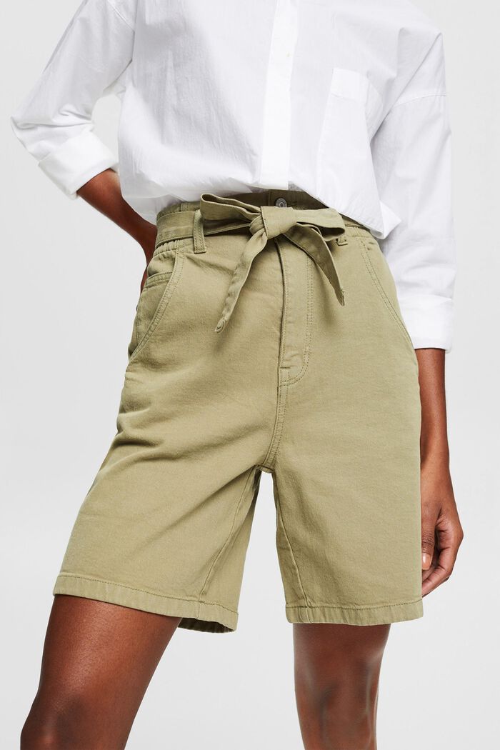 Containing hemp: shorts with a tie-around belt, LIGHT KHAKI, detail image number 2