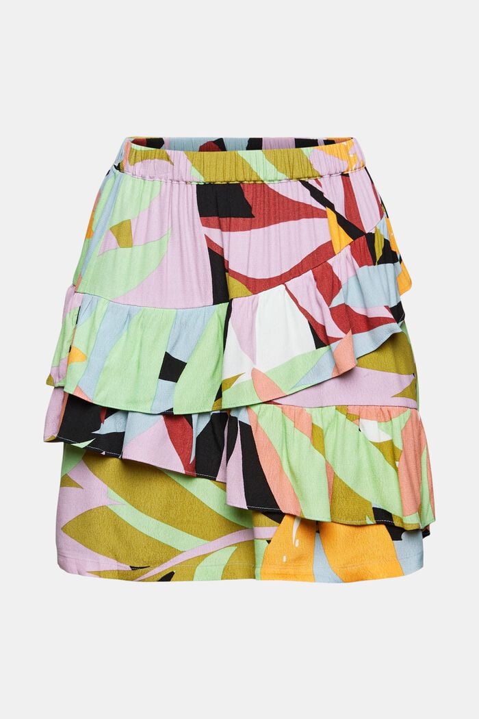 Mini skirt with flounces, LENZING™ ECOVERO™, GREEN, overview