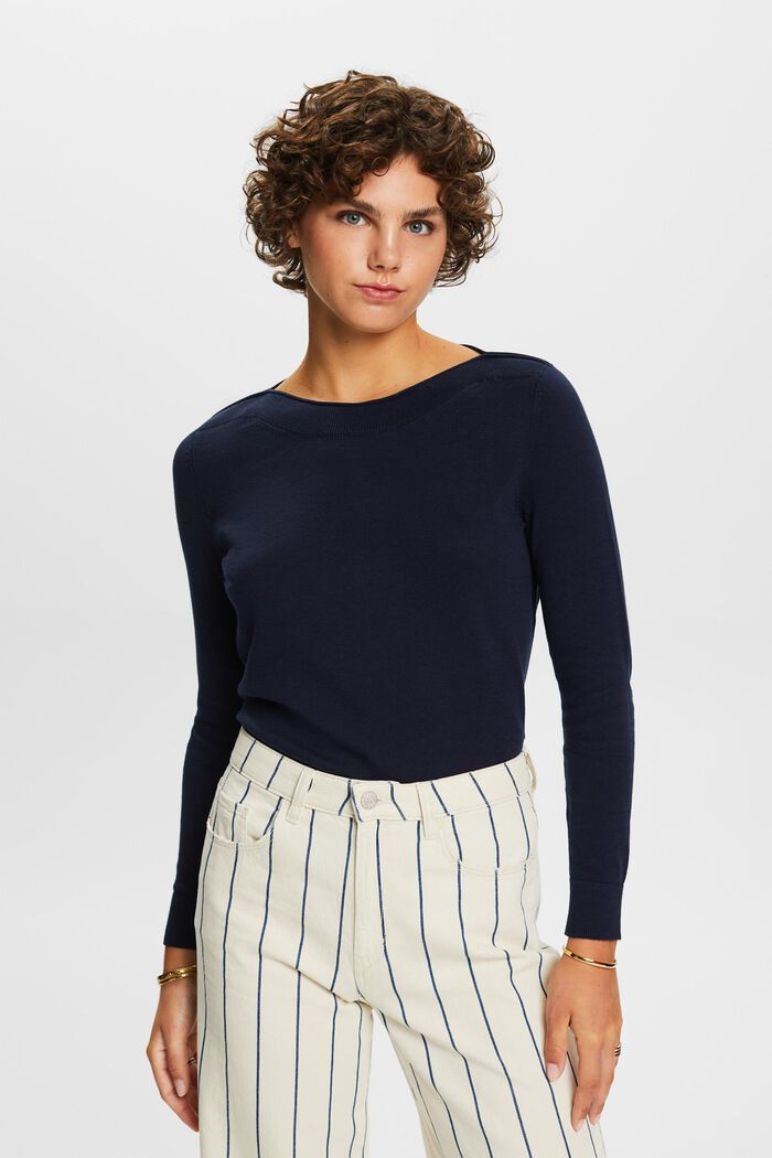 Boatneck Sweater, NAVY, detail image number 0