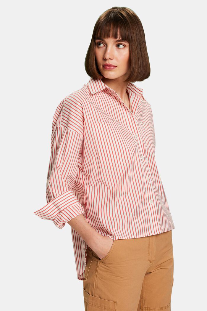 Striped Button-Down Shirt, RED, detail image number 0