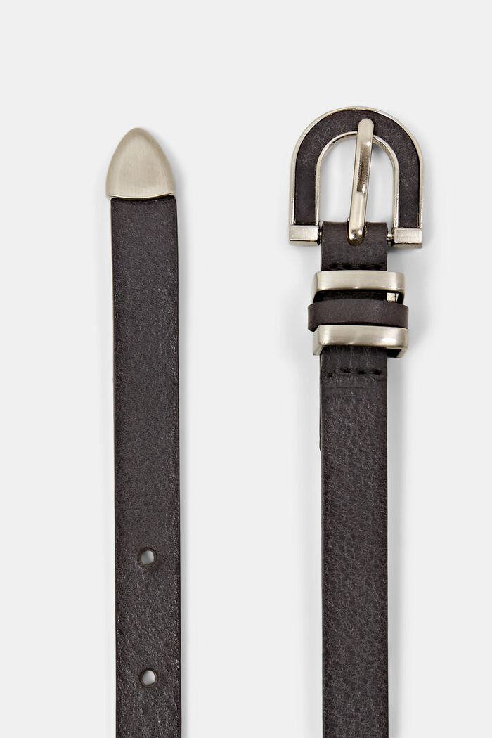 Slim Leather Belt, DARK GREY, detail image number 1