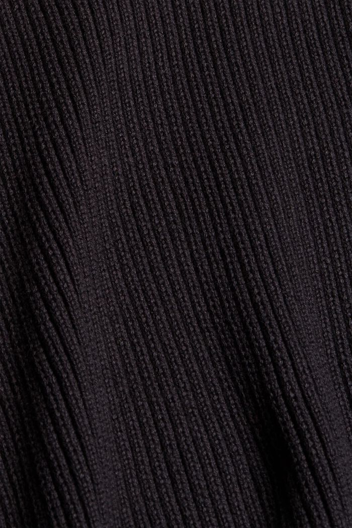 Rib knit jumper made of 100% cotton, BLACK, detail image number 4