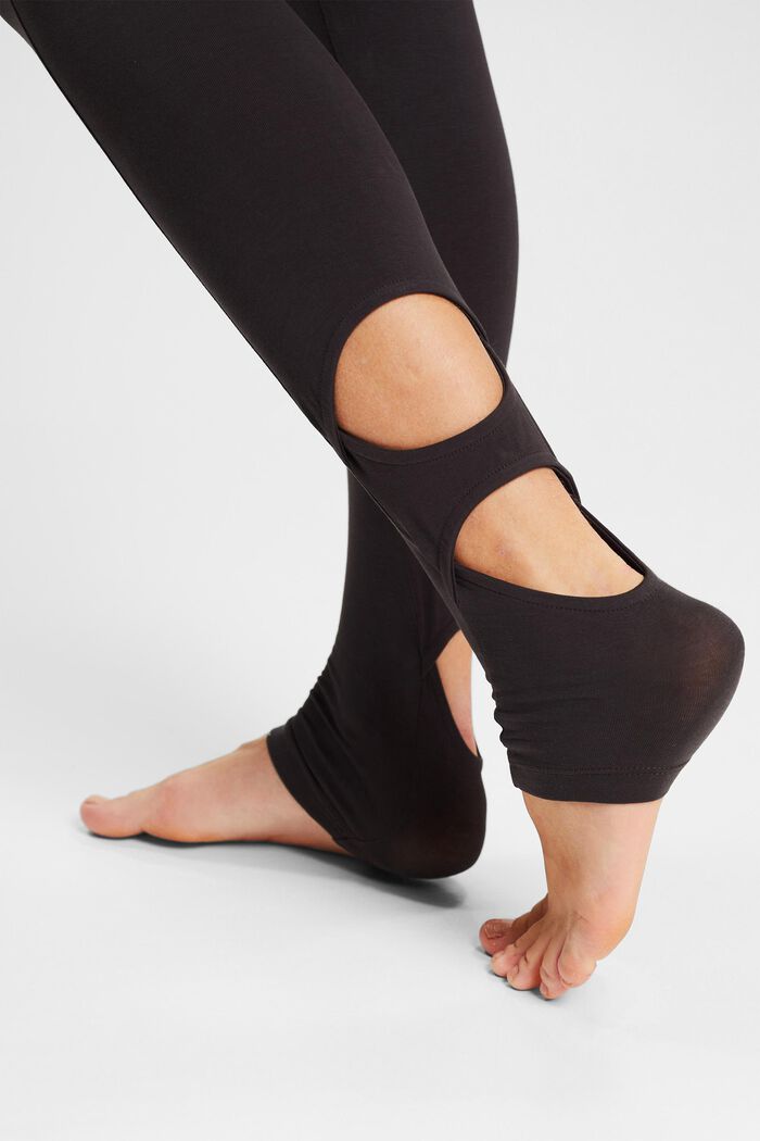 Leggings with stirrups, made of organic blended cotton, BROWN, detail image number 5