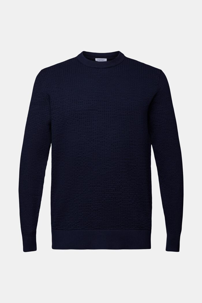 Structured Round Neck Sweater, NAVY BLUE, detail image number 6