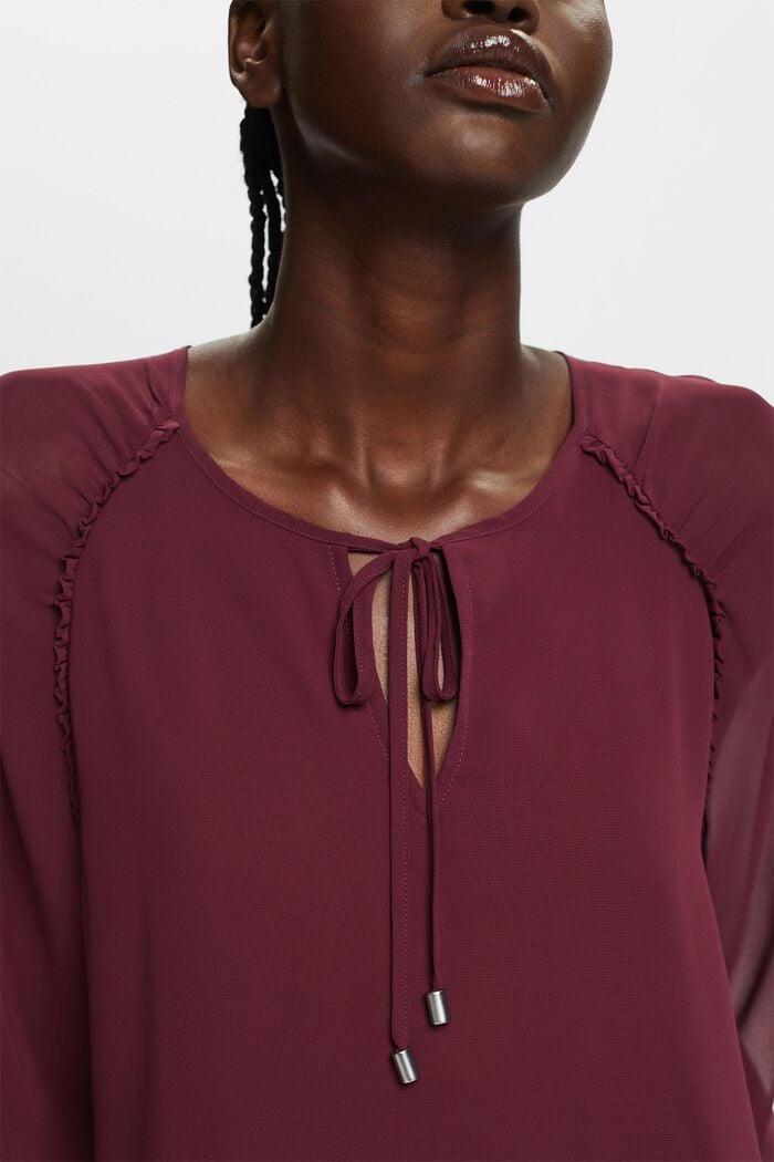 Recycled: chiffon blouse, AUBERGINE, detail image number 2