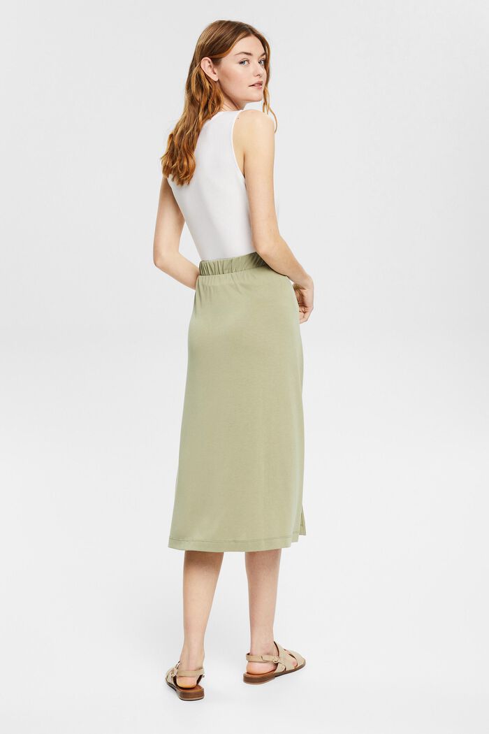 Containing TENCEL™: midi skirt with slits, LIGHT KHAKI, detail image number 3