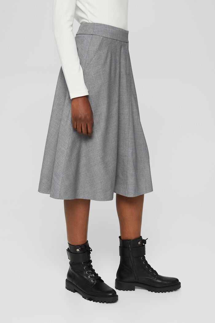 With wool: elegant A-line skirt, MEDIUM GREY, detail image number 5