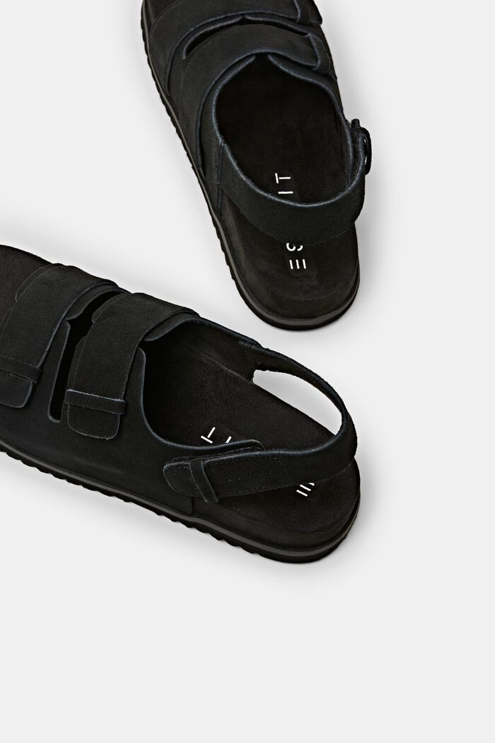 Suede leather sandals, BLACK, detail image number 4