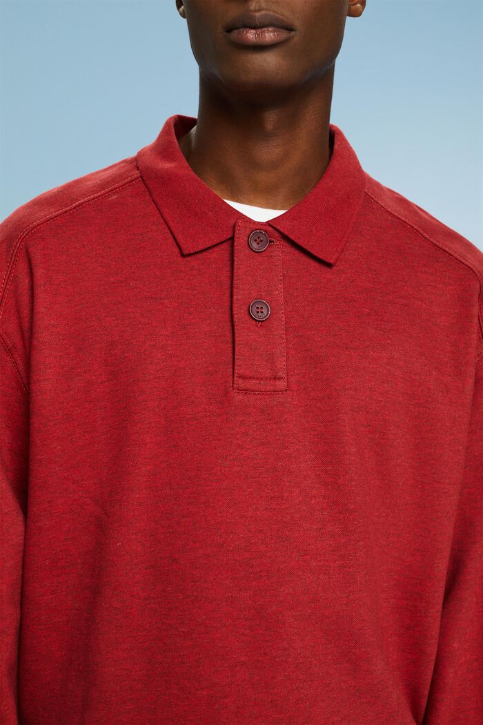 Polo Longsleeve Sweatshirt, DARK RED, detail image number 3