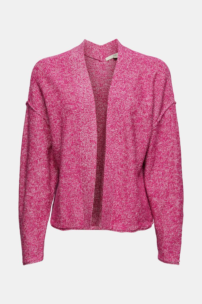 Open-fronted cardigan containing linen, PINK FUCHSIA, overview