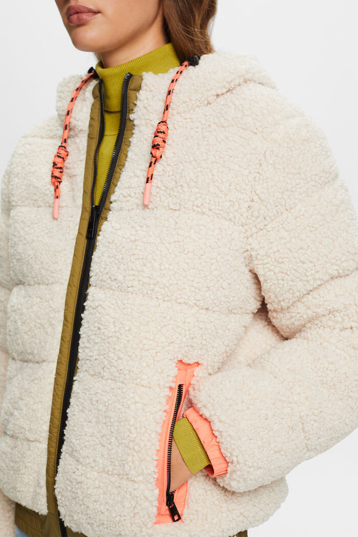 Recycled: reversible jacket with teddy fur, CREAM BEIGE, detail image number 2