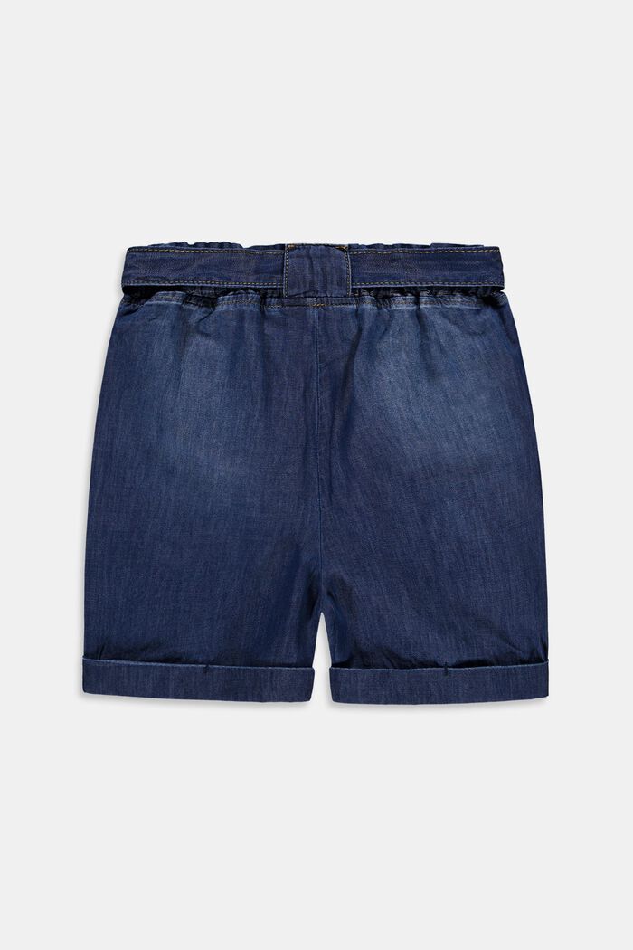 Denim shorts with a stretchy paperbag waistband