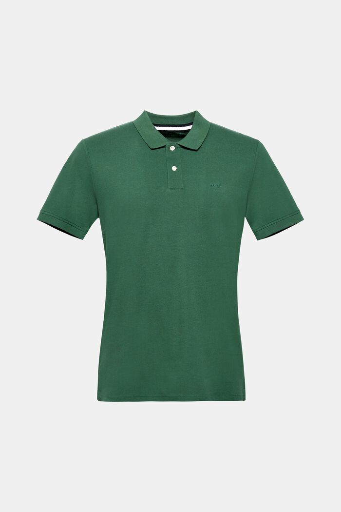 Piqué polo shirt in 100% cotton, DARK GREEN, overview