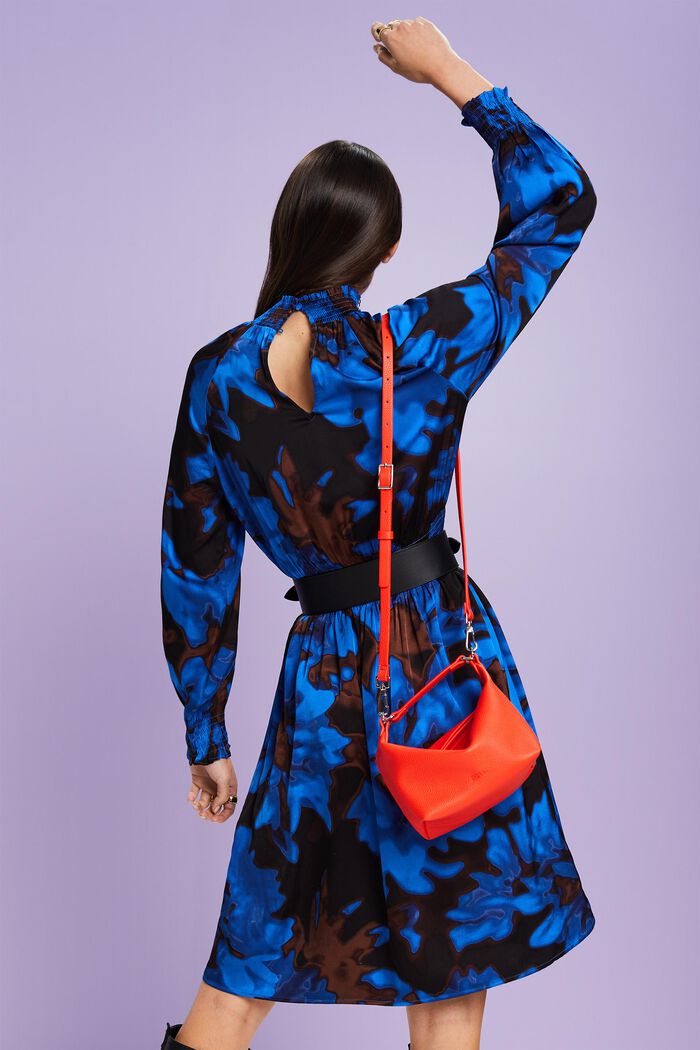 Smocked Satin Print Dress, BRIGHT BLUE, detail image number 2