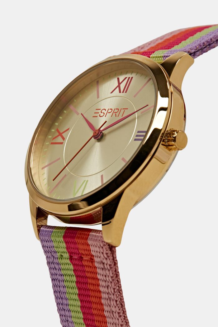 Stainless Steel Woven Strap Watch, GOLD, detail image number 1