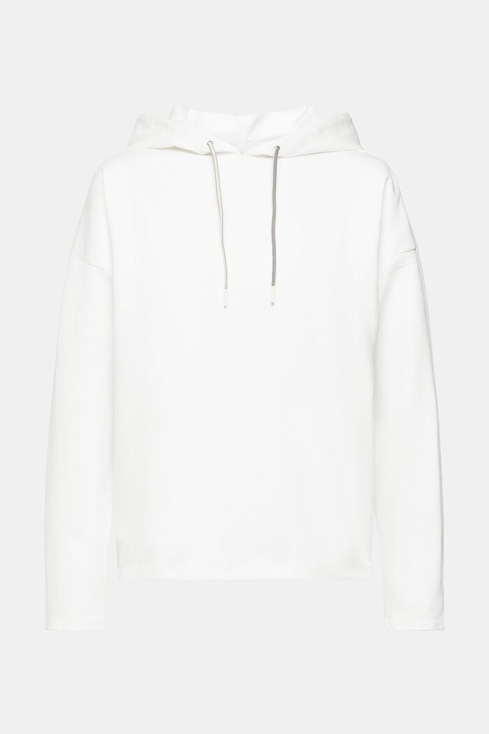 Sweatshirt hoodie, organic cotton blend, OFF WHITE, overview