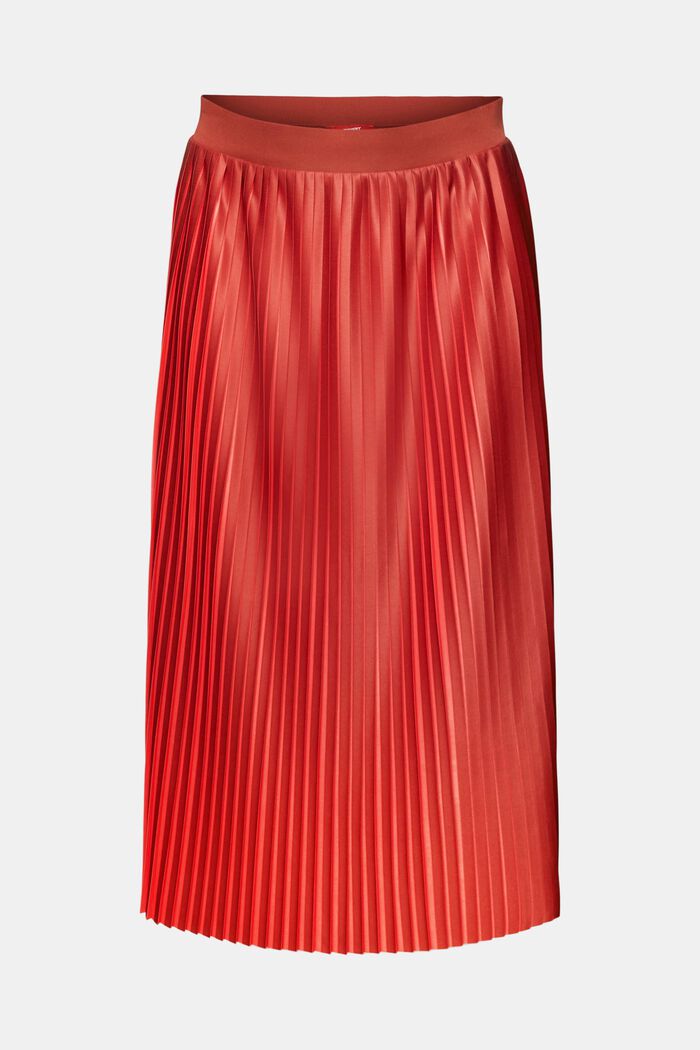 Two-tone jersey skirt with plissé pleats, TERRACOTTA, detail image number 7