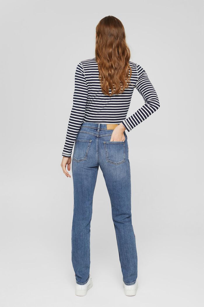 Stretch jeans with contrast stripes, BLUE MEDIUM WASHED, detail image number 3