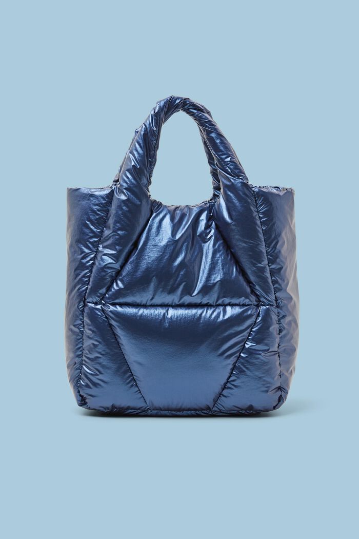 Metallic Puffer Tote Bag, DARK BLUE, detail image number 0