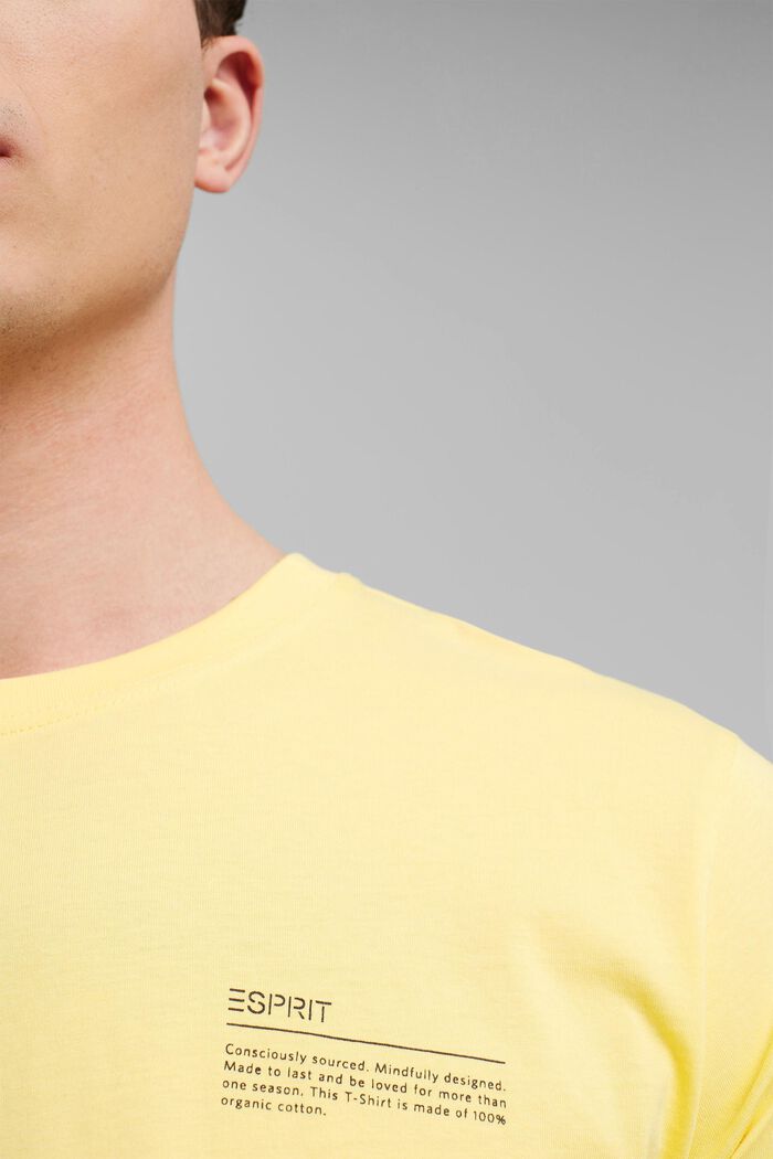 Jersey T-shirt with a print, 100% organic cotton, LIGHT YELLOW, detail image number 1