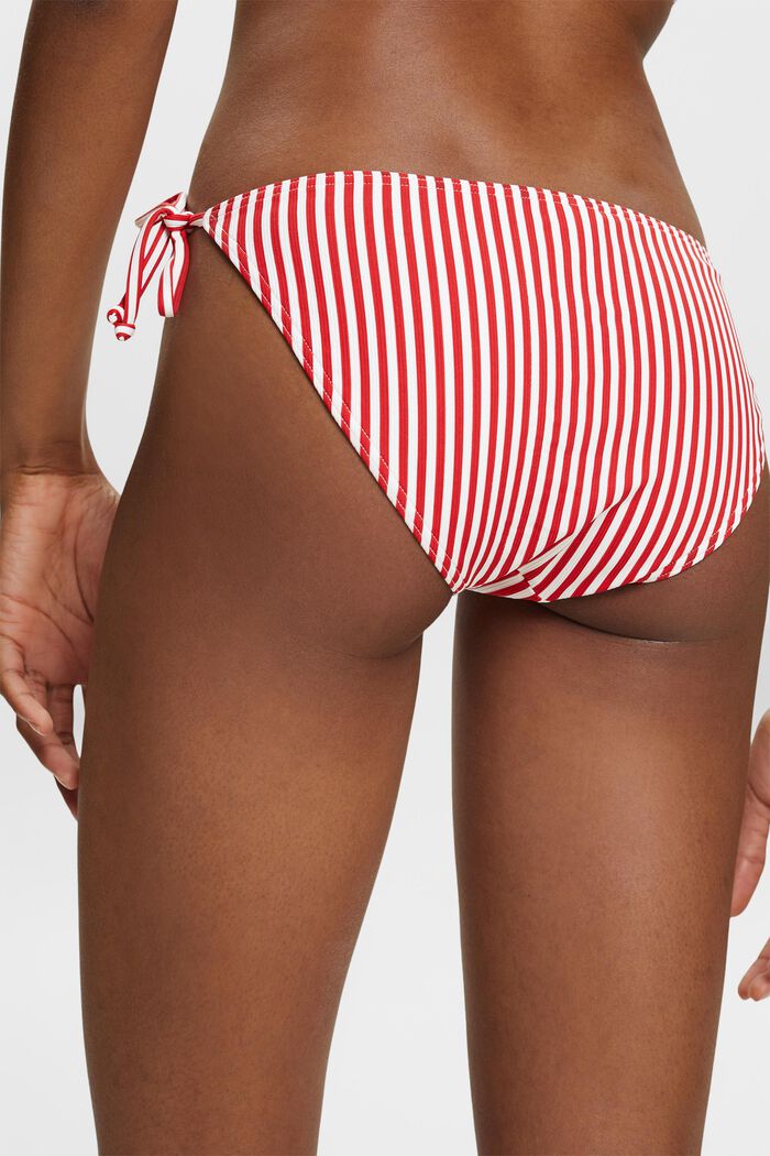 Striped Side-Tie Bikini Bottoms, DARK RED, detail image number 1