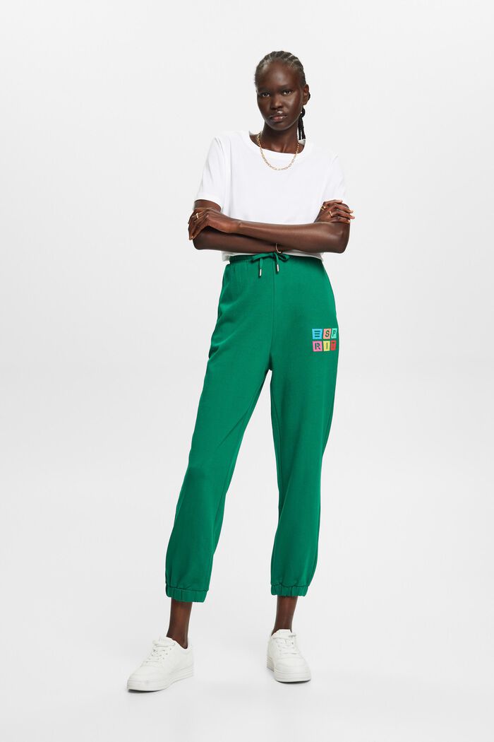 Organic Cotton Embroidered Logo Track Pants, DARK GREEN, detail image number 5