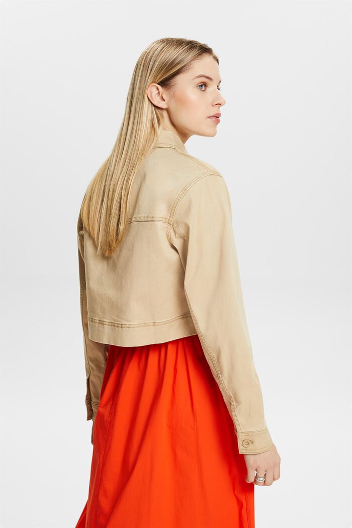 Cropped Cotton-Twill Jacket, BEIGE, detail image number 3