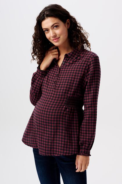 Checked Flannel Nursing Blouse