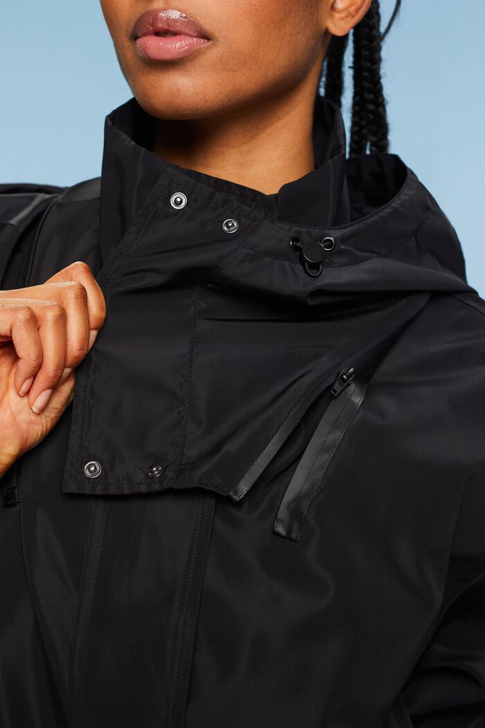 Detachable Hood Rain Jacket, BLACK, detail image number 3