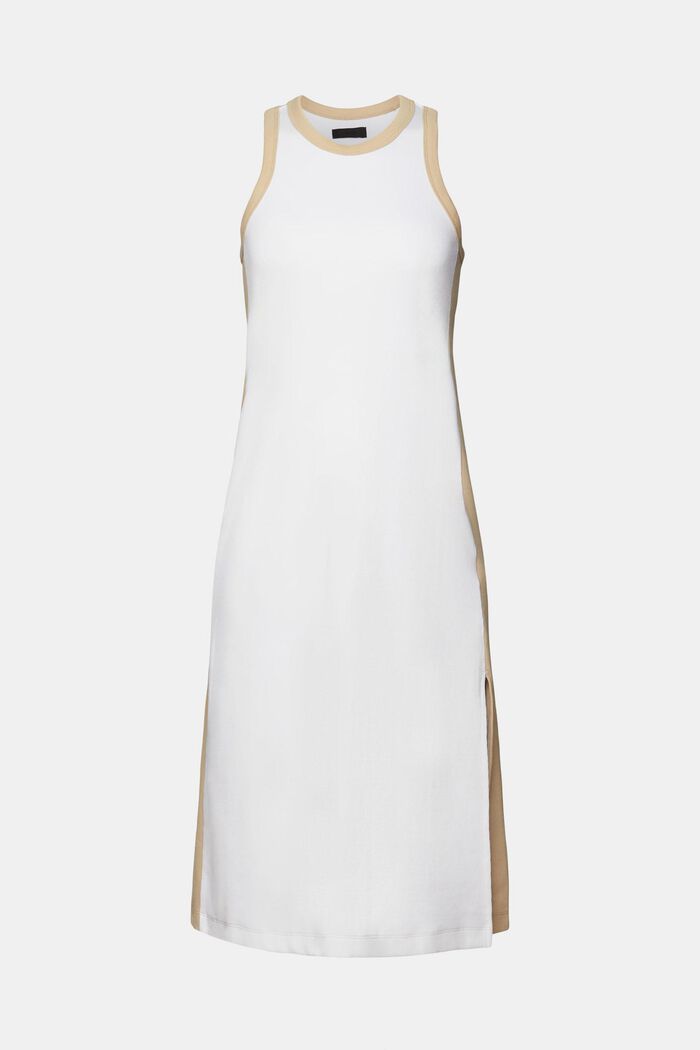 Ribbed jersey midi dress, stretch cotton, WHITE, detail image number 6