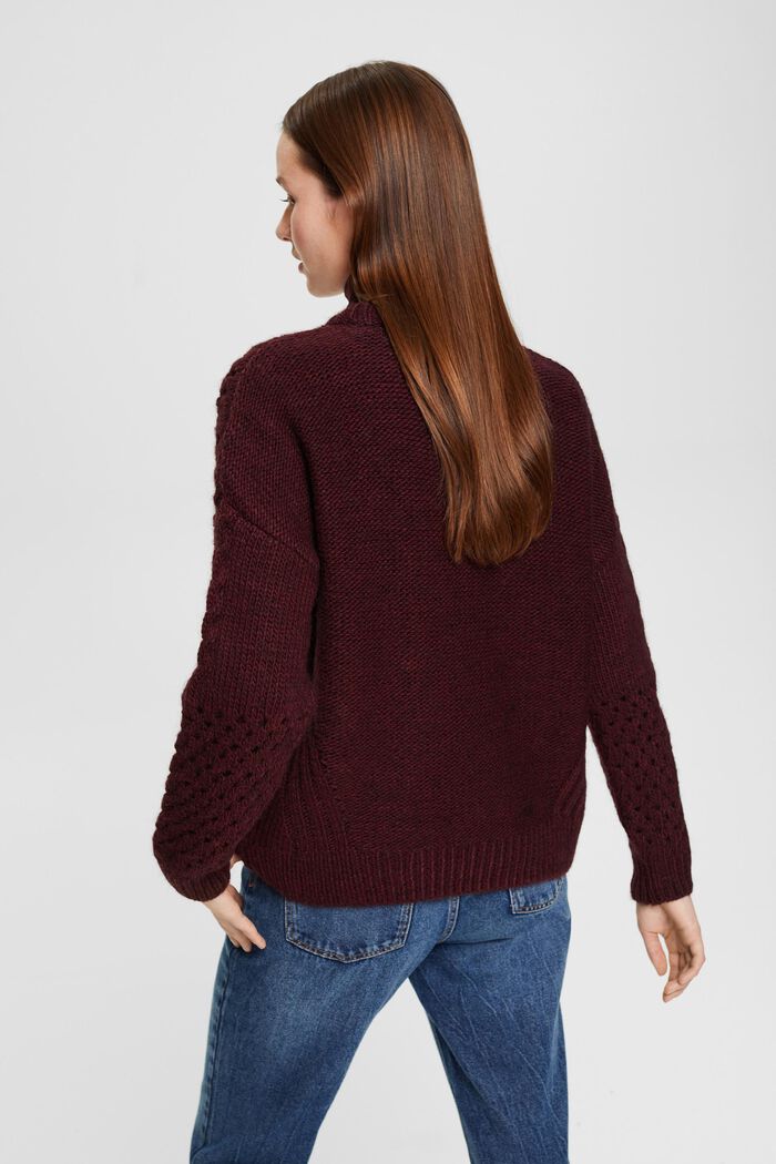Cable knit jumper, BORDEAUX RED, detail image number 3