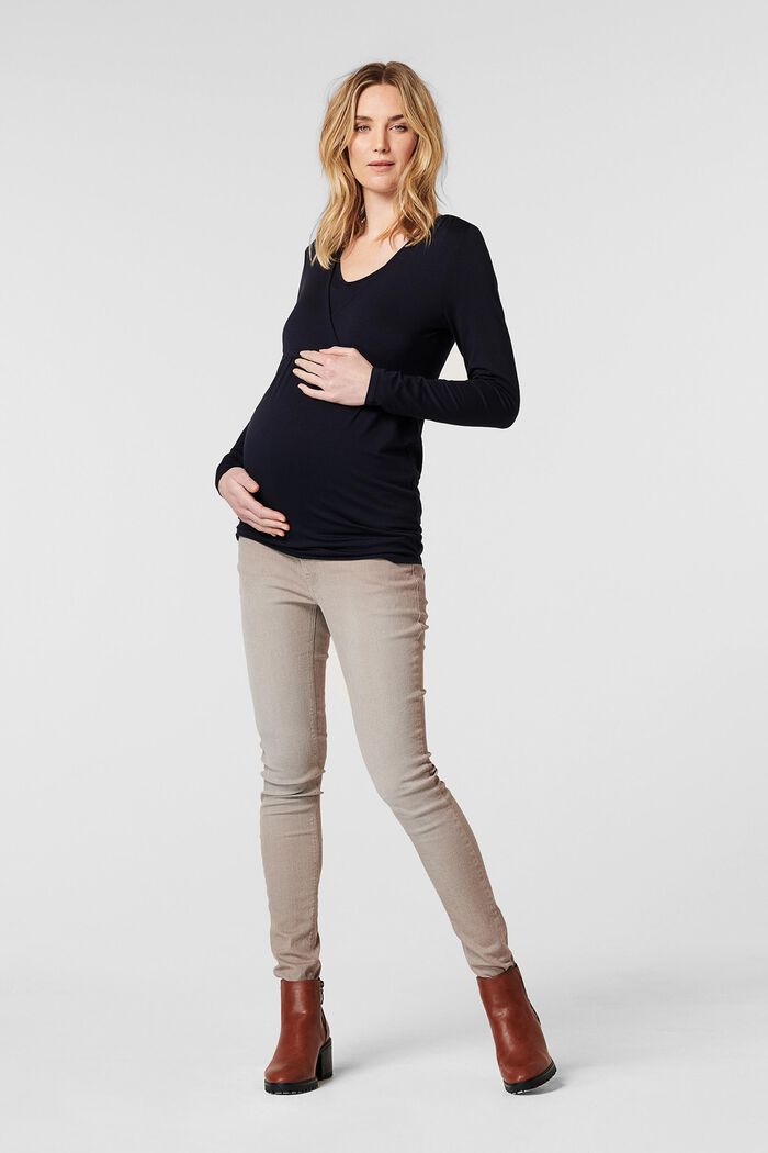 Stretch jeans with an over-bump waistband, organic cotton, LIGHT TAUPE, detail image number 0