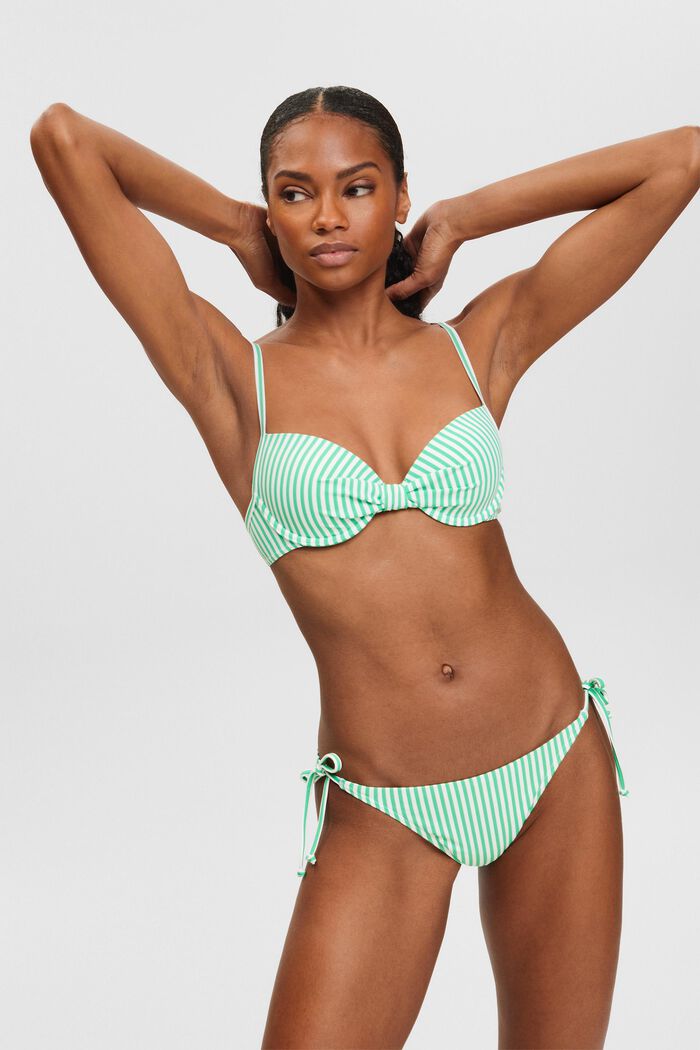 Striped Padded Bikini Top, GREEN, detail image number 4