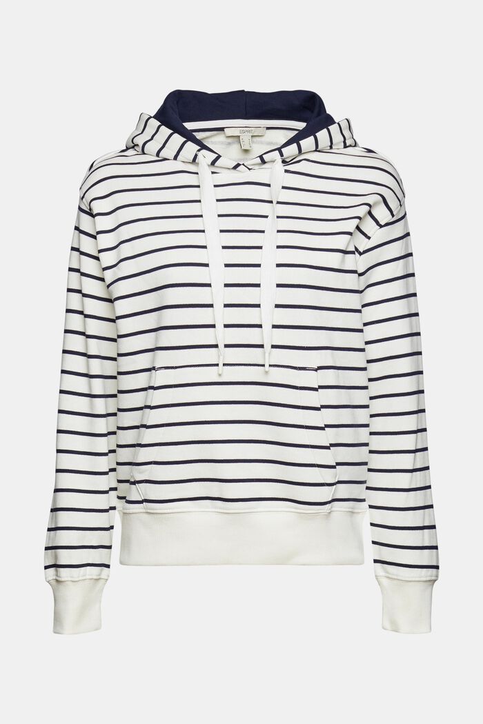 Striped hoodie in 100% cotton, OFF WHITE, detail image number 7